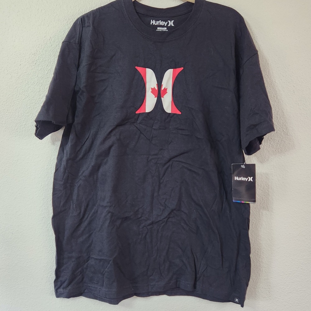 Hurley Black Canadian Flag maple leaf logo Mens XL NWT